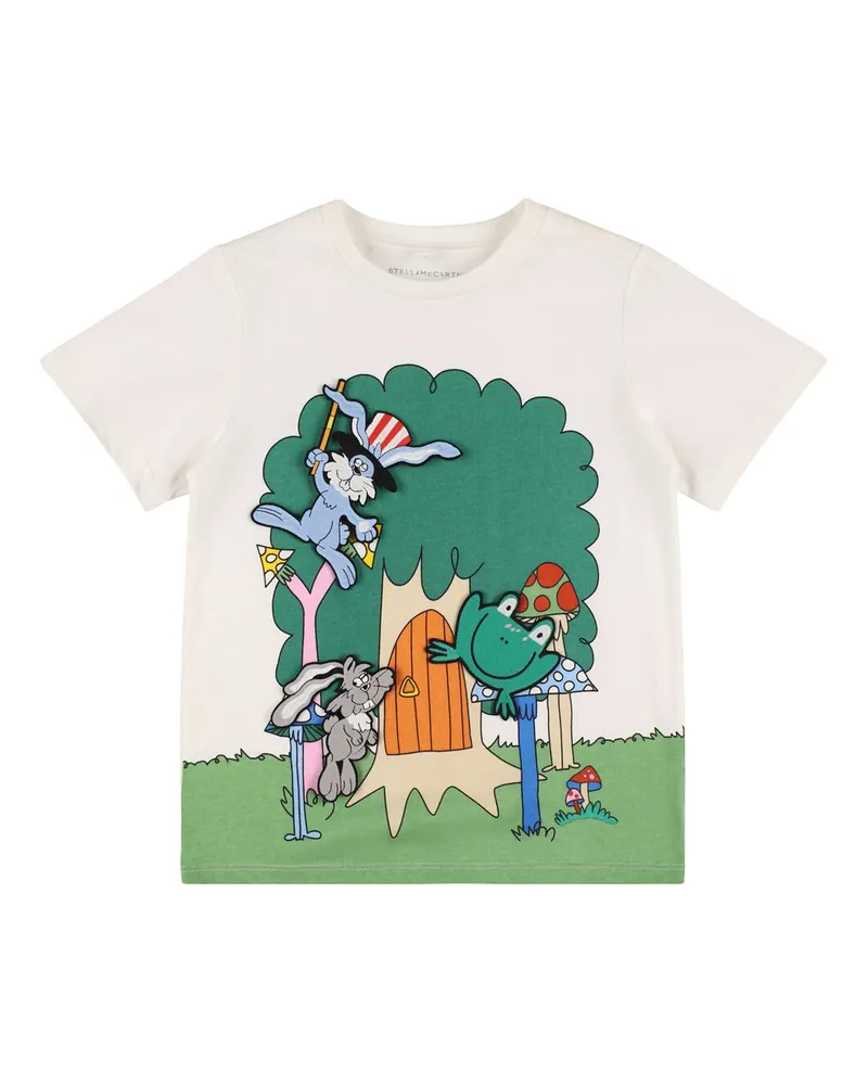 Stella McCartney Kids T-shirt Aus Baumwolljersey Mit Druck Weiß