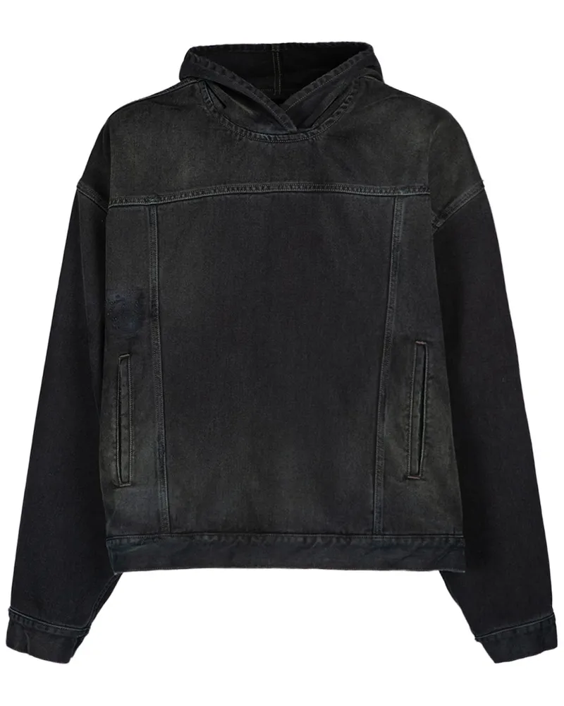 Balenciaga Hoodie Aus Baumwolldenim Schwarz