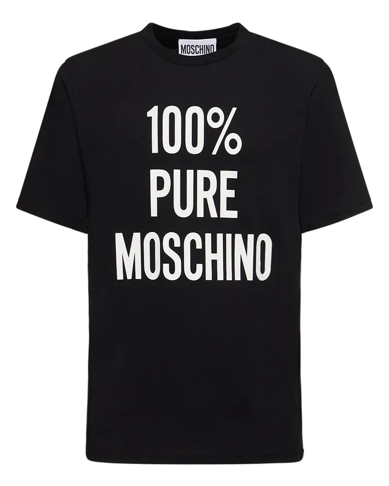 Moschino T-shirt Aus Baumwolle „100% Pure Schwarz