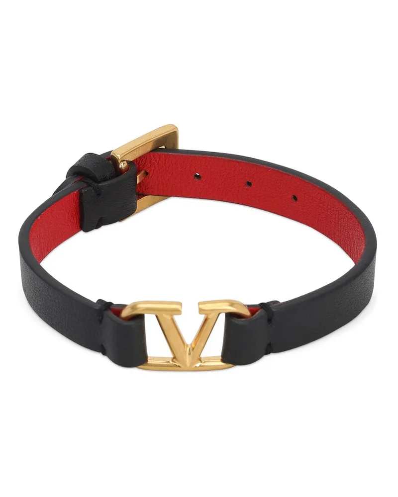 Valentino Garavani Armband Aus Leder Mit V-logo Schwarz