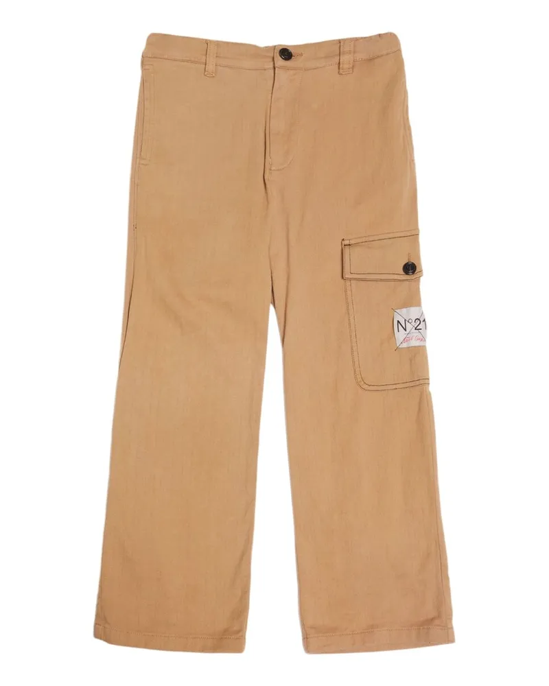 N° 21 Cargohose Aus Baumwollmischgabardine Beige