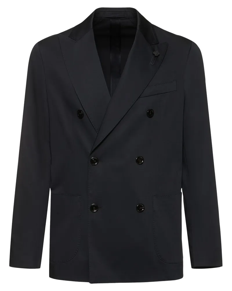 LARDINI Zweireihiger Blazer Aus Stretch-wolle Nachtblau