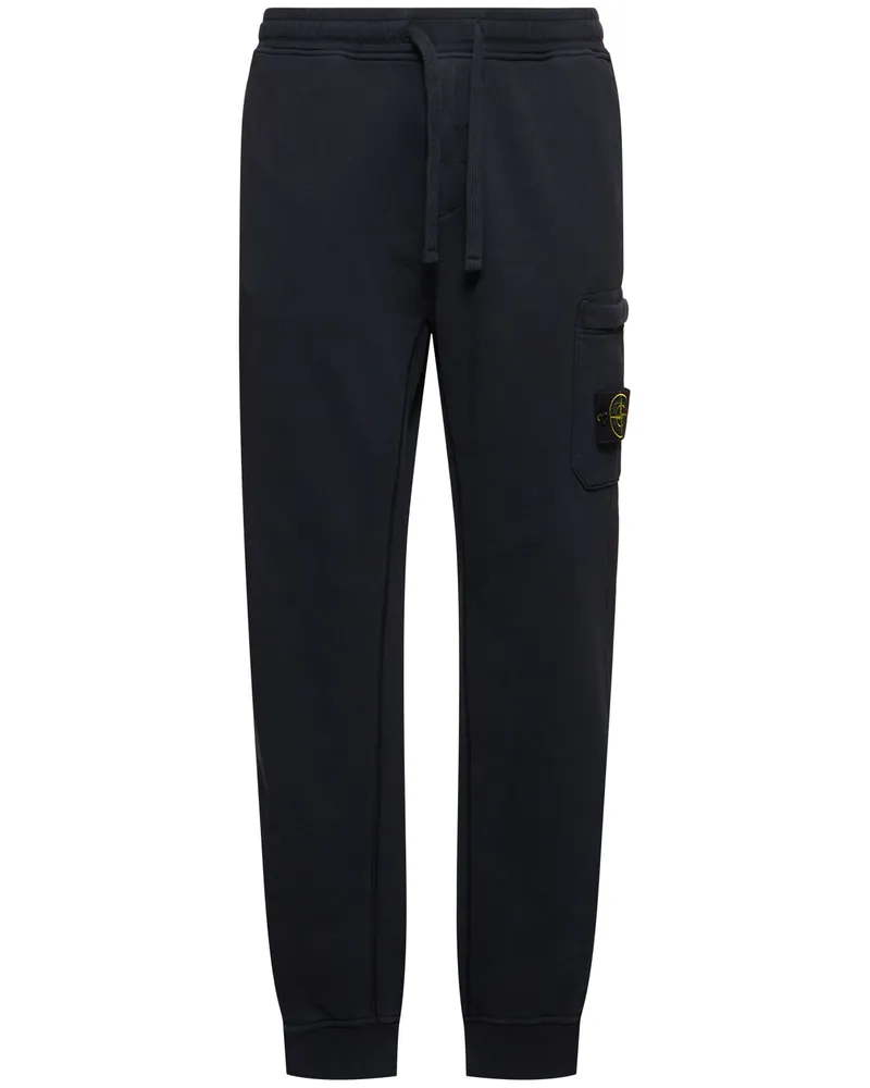 Stone Island Cotton Logo Patch Sweatpants Dunkelblau