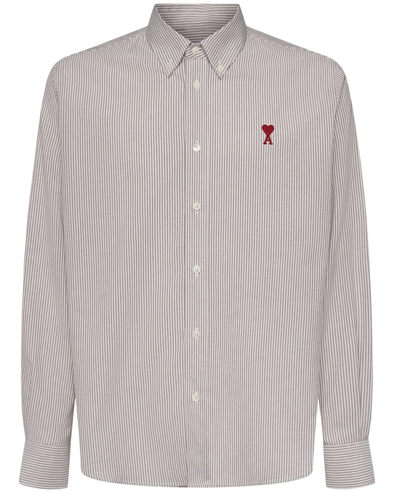 AMI Paris Shirt Aus Baumwolljersey Mit Logo Weiß