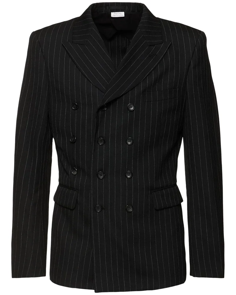 Comme des Garçons Blazer Aus Stretch-wollgabardine Mit Nadelstreifen Schwarz