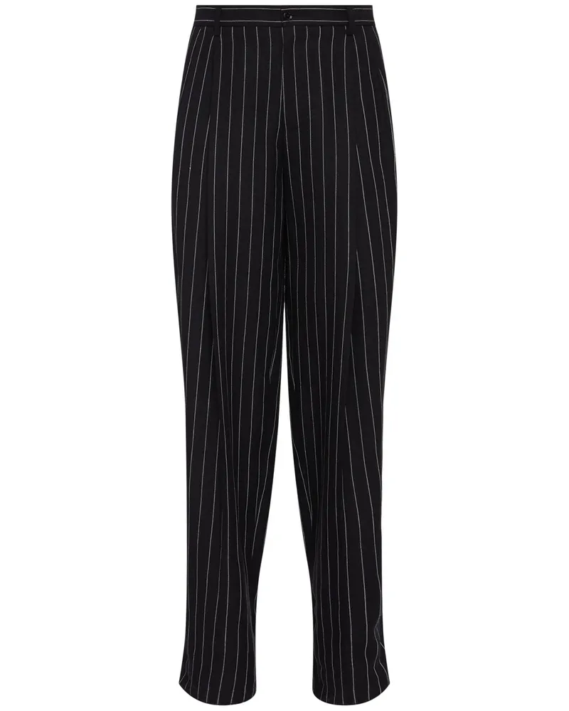 Dolce & Gabbana Hose Aus Leinenmischung Mit Doppelfalte Schwarz