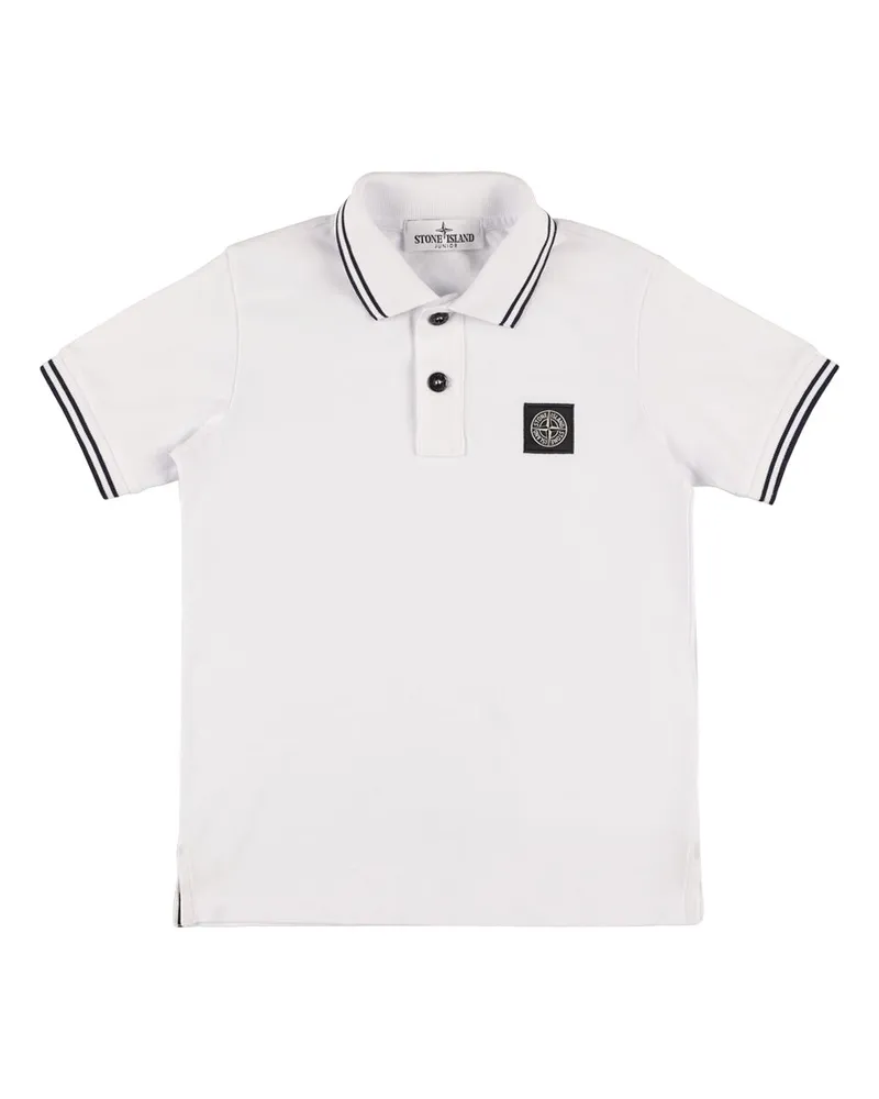 Stone Island Polohemd Aus Baumwollpiqué Weiß