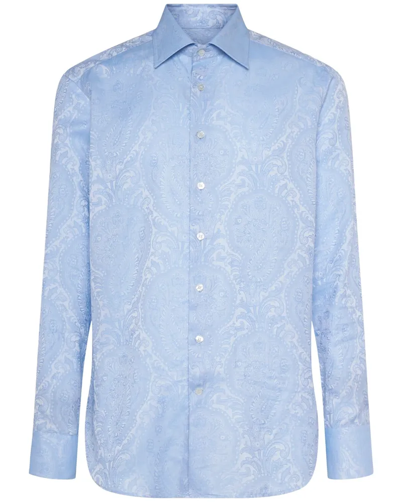 Etro Hemd Aus Baumwolle Mit Paisleydruck Hellblau