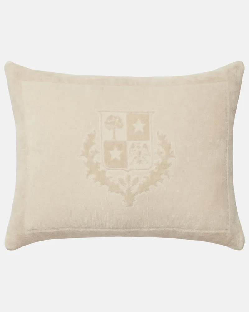 Loro Piana Strandkissen Crest aus Baumwollfrottee Beige