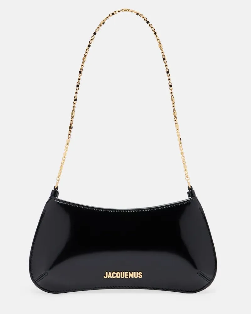 Jacquemus Schultertasche Bisou Chaine Small aus Leder Schwarz