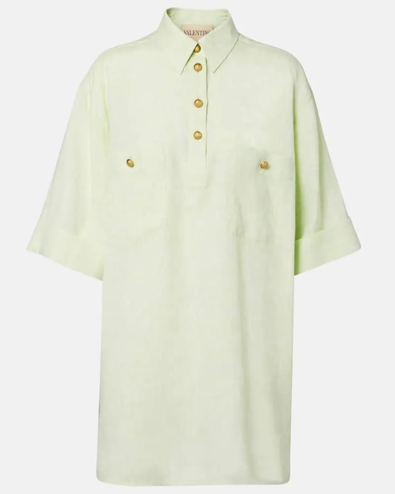 Valentino Garavani Oversize-Polohemd aus Leinen Grün