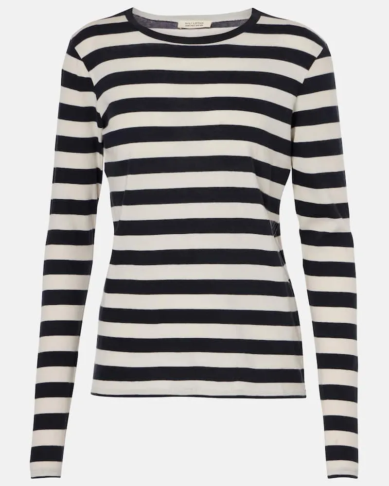 Nili Lotan Longsleeve aus Baumwoll-Jersey Blau