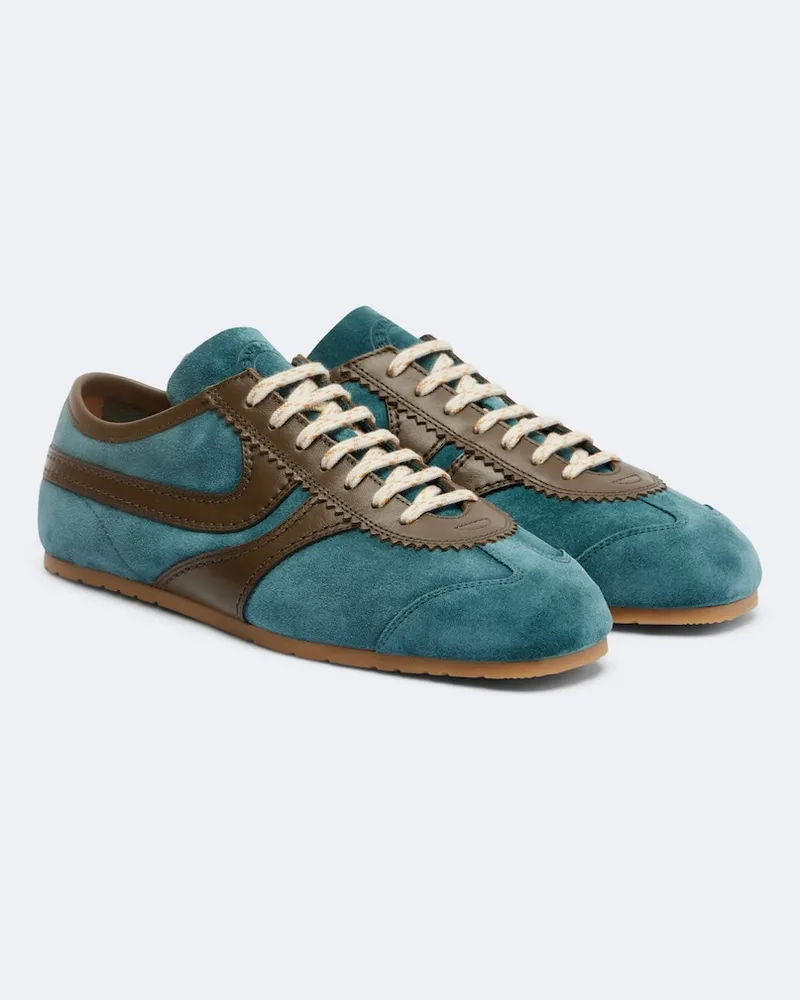 Dries van Noten Sneakers aus Veloursleder mit Leder Blau