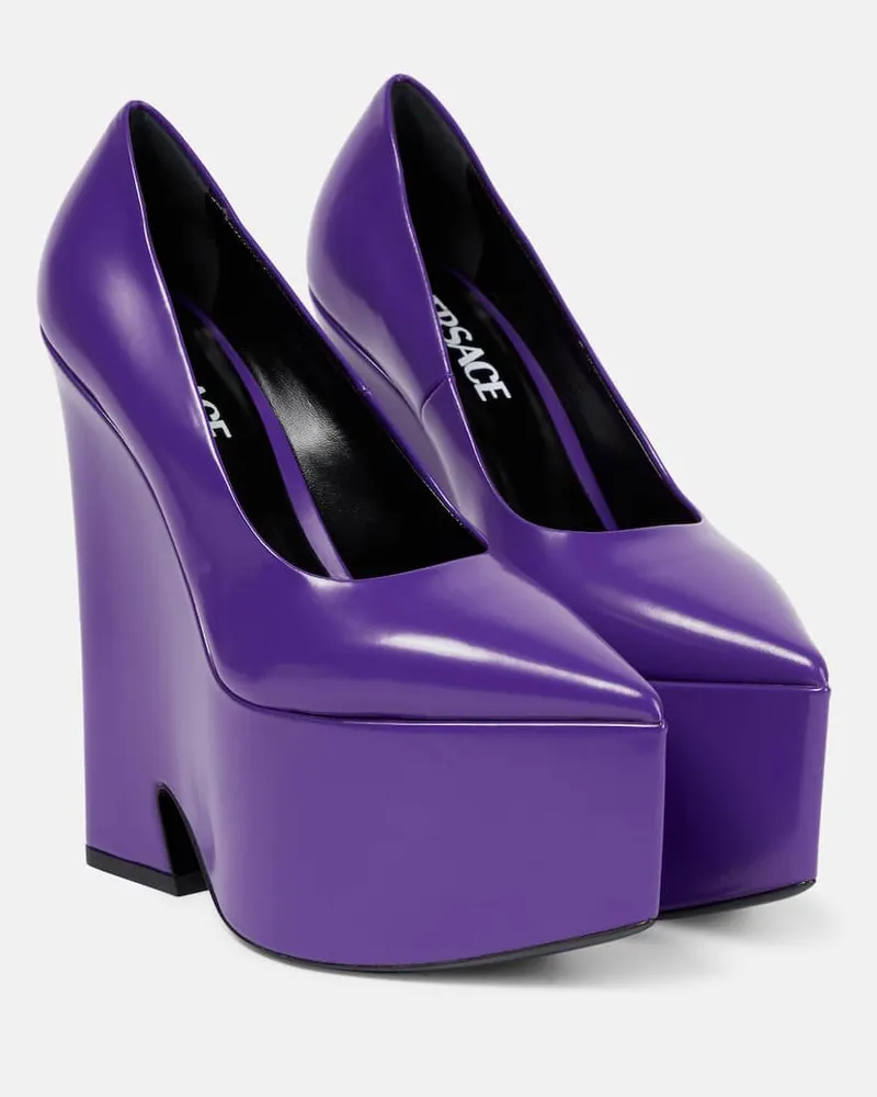 Versace Plateau-Pumps Tempest aus Leder Violett