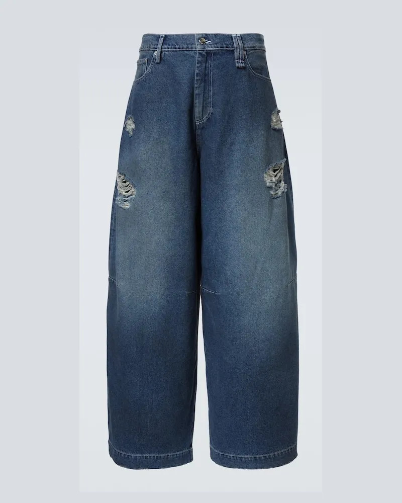 Simone Rocha Wide-Leg Distressed Jeans Blau