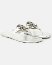 Tory Burch Verzierte Sandalen Miller aus Metallic-Leder Silber