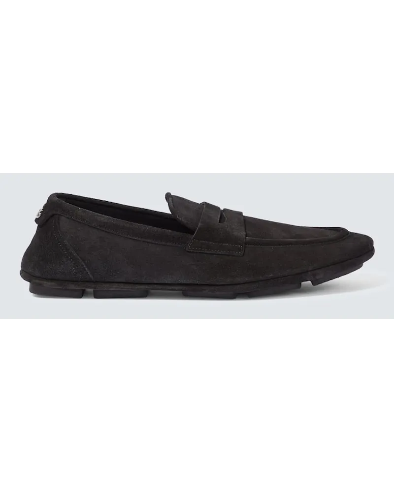 Dolce & Gabbana Loafers aus Veloursleder Schwarz