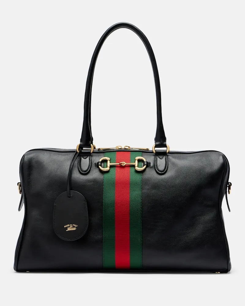 Gucci Bowling Bag Borsetto Large aus Leder Schwarz