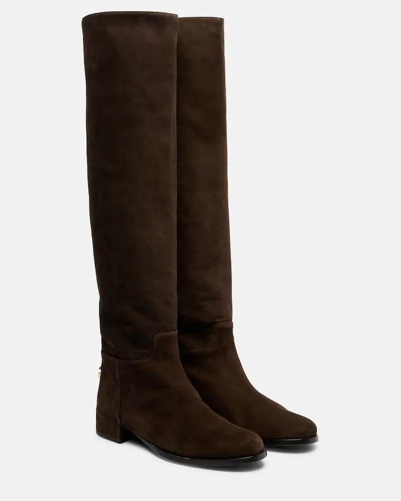 Dolce & Gabbana Overknee-Stiefel aus Veloursleder Braun