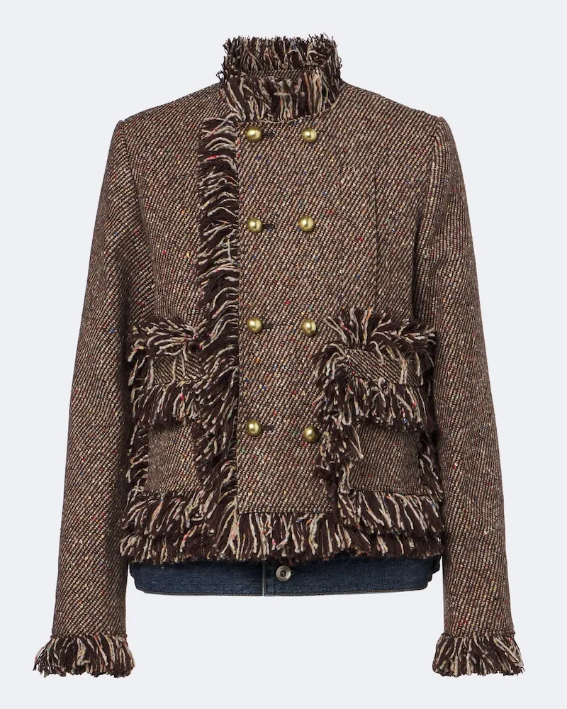 Sacai Jacke aus Tweed und Denim Multicolor