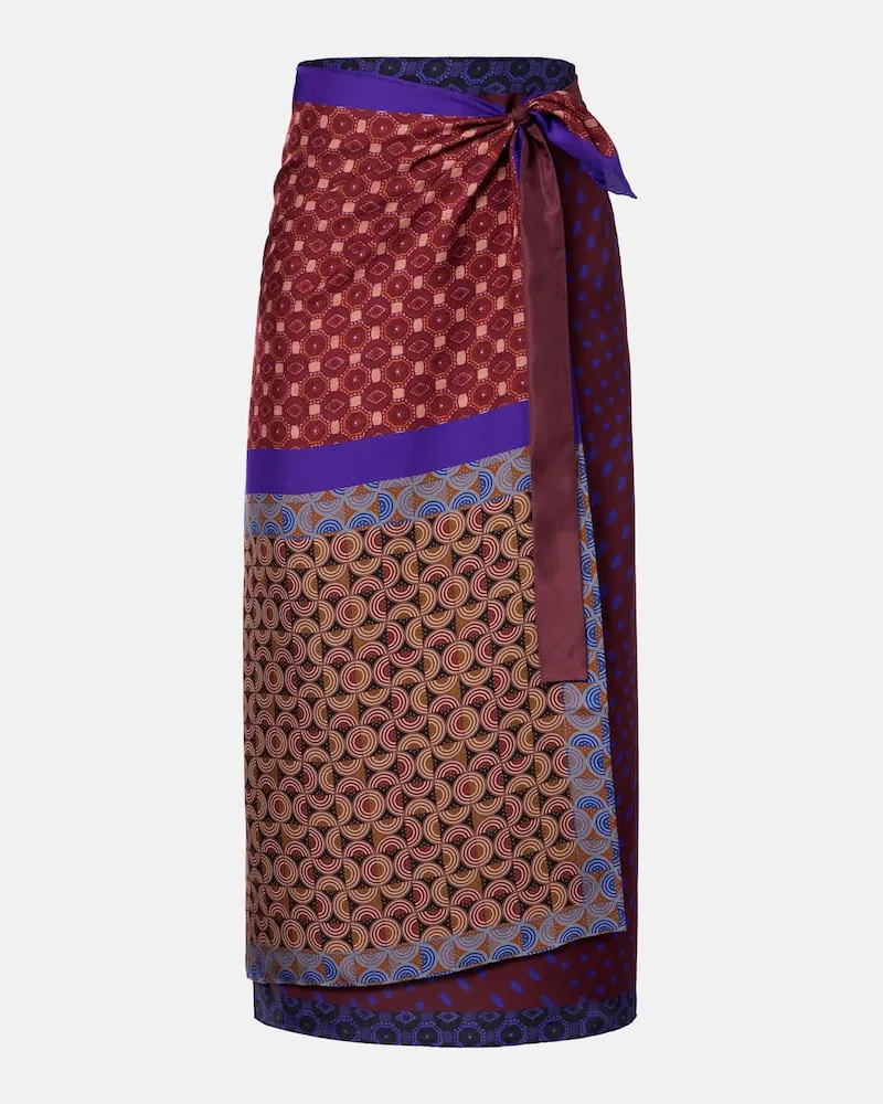 Dries van Noten Bedruckter Wickelrock aus Seide Multicolor