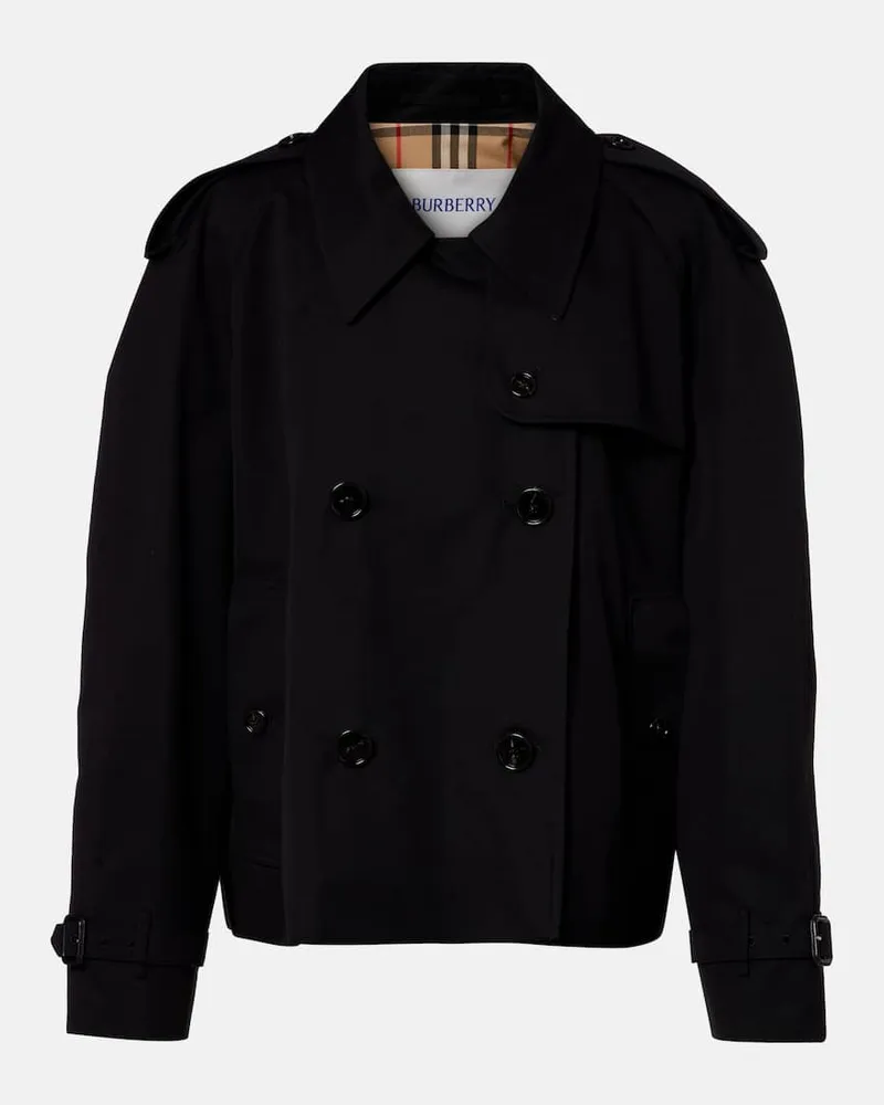 Burberry Cropped-Trenchcoat aus Baumwoll-Gabardine Schwarz