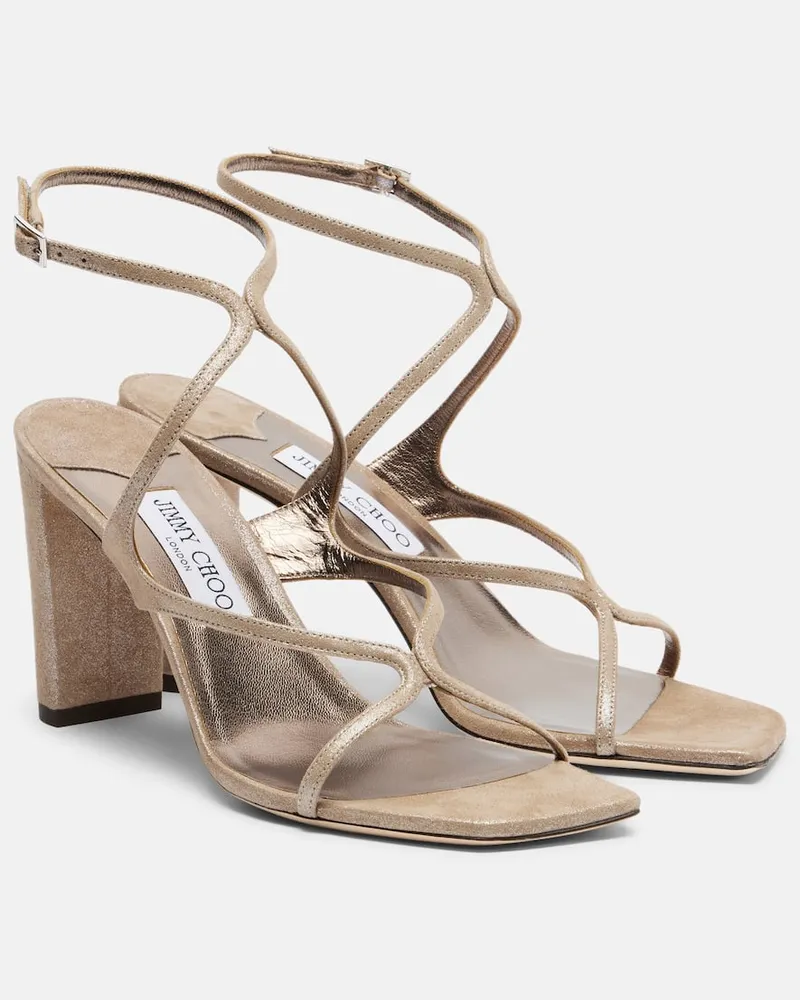 Jimmy Choo Sandalen Azie aus Veloursleder Beige