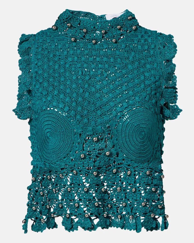 Paco Rabanne Verziertes Top aus Baumwolle Grün