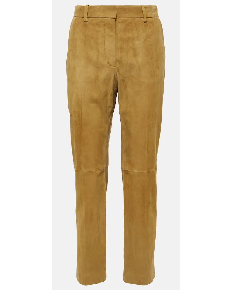 Joseph Cropped-Hose Coleman aus Veloursleder Beige