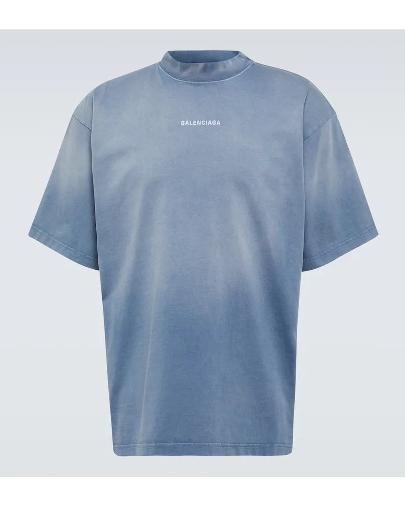 Balenciaga T-Shirt aus Baumwoll-Jersey Blau