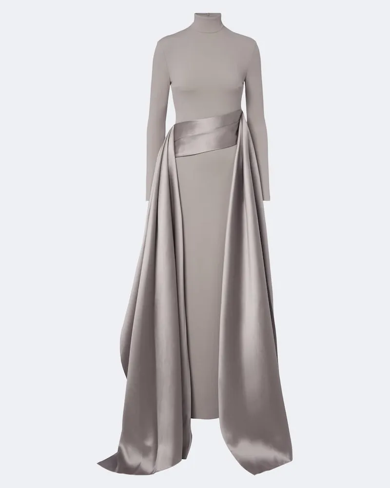 Solace London Robe Olivia aus Crêpe mit Satin Silber