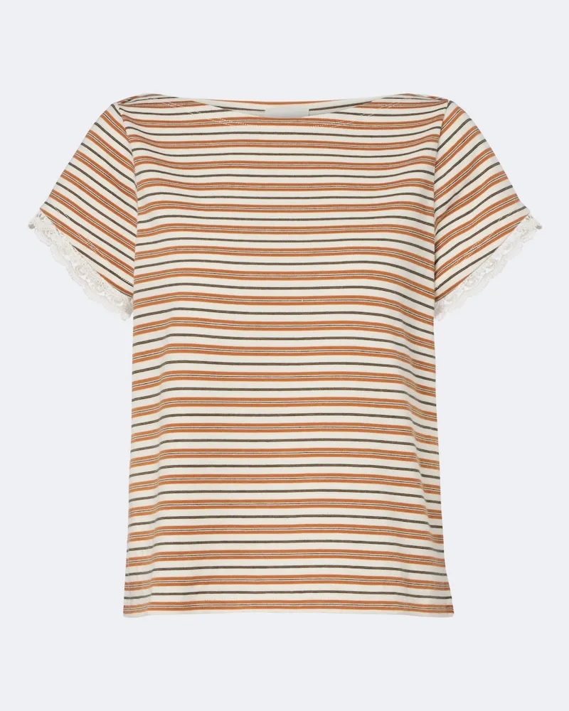Posse T-Shirt Maeve aus Baumwolle mit Spitze Multicolor