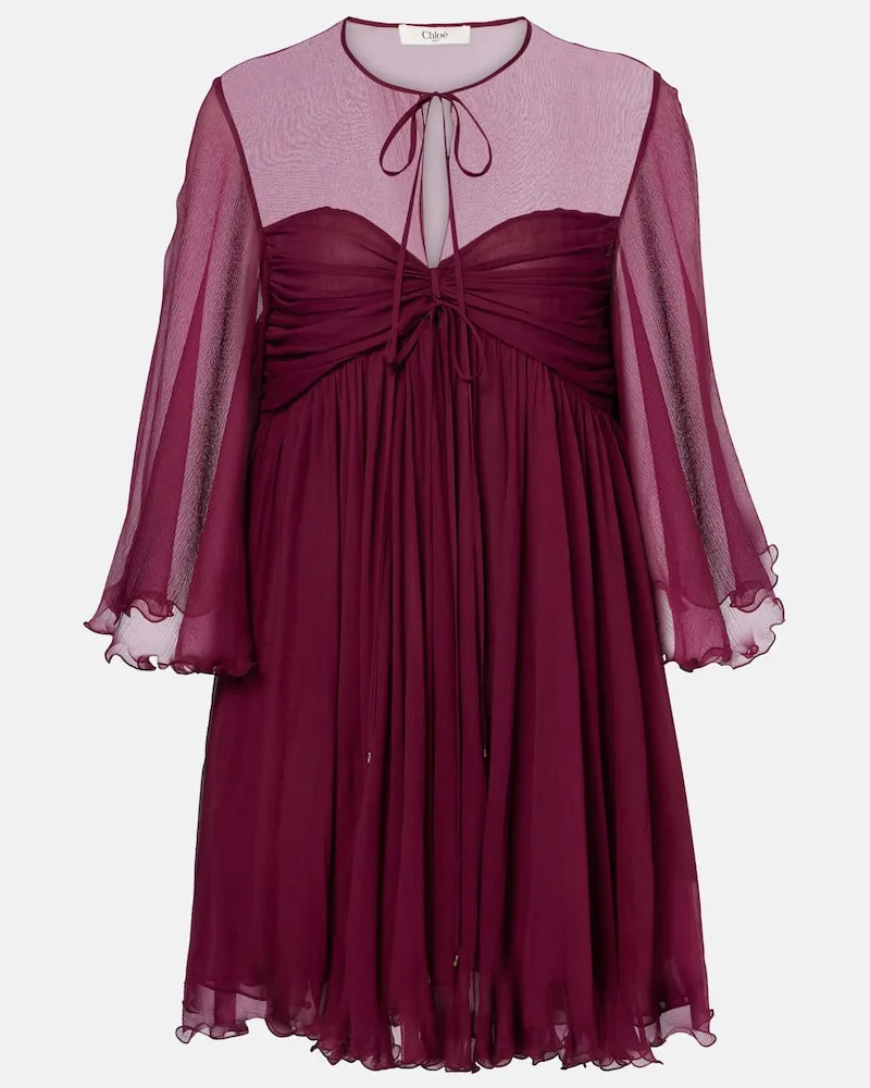 Chloé Chloé Minikleid aus Seide Burgunderrot