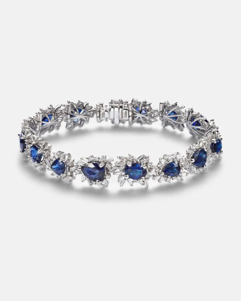 Suzanne Kalan Armband aus 18kt Weißgold mit Diamanten und Saphiren Gold