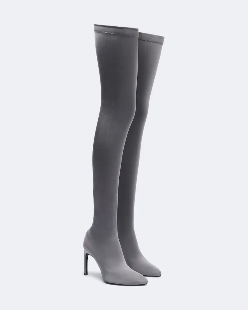 Victoria Beckham Overknee-Stiefel Harlow aus Jersey Grau