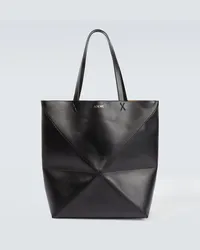 Loewe Tote Puzzle Fold Large aus Leder Schwarz