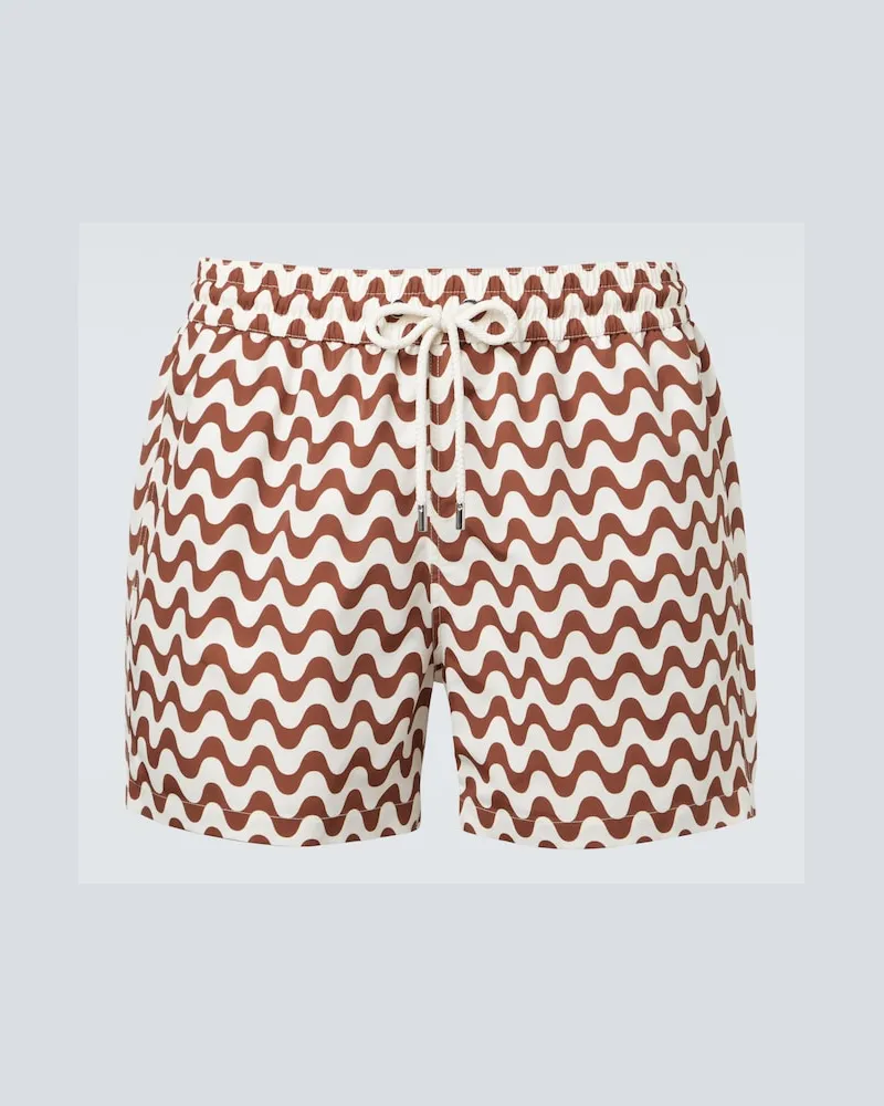 Frescobol Carioca Bedruckte Badeshorts Rio Braun