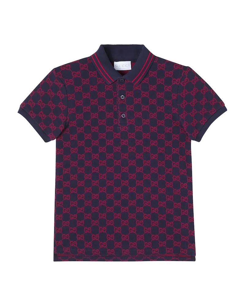 Gucci Polohemd GG aus Baumwolle Rot