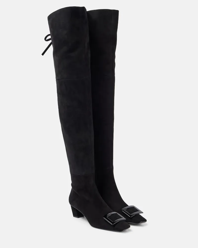 Roger Vivier Overknee-Stiefel Belle Vivier 45 aus Veloursleder Schwarz