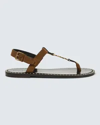 Saint Laurent Sandalen Cassandre aus Veloursleder Braun