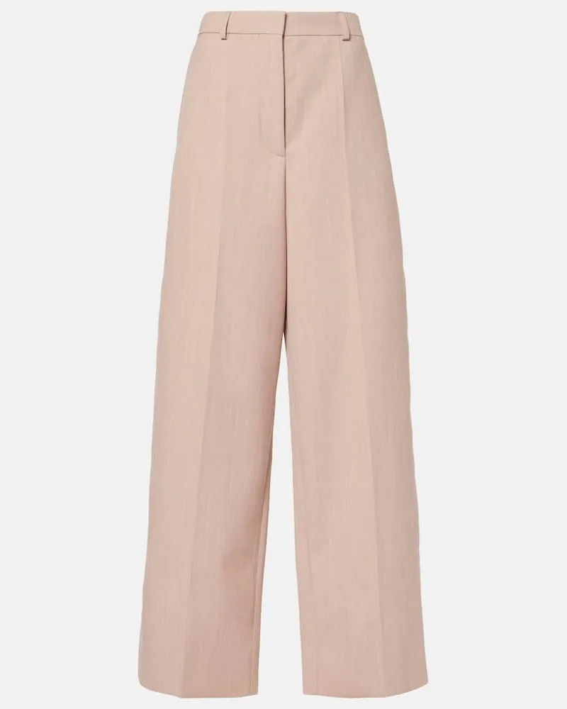 Stella McCartney Weite Low-Rise-Hose aus Wolle Pink