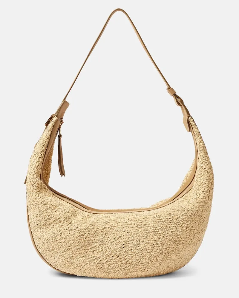 KHAITE Schultertasche Augustina aus Raffiabast Nude