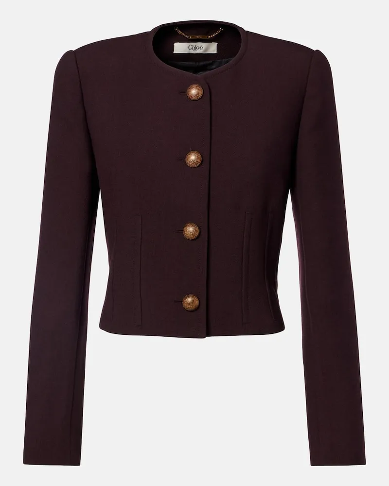 Chloé Chloé Cropped-Jacke aus Schurwoll-Crêpe Lila
