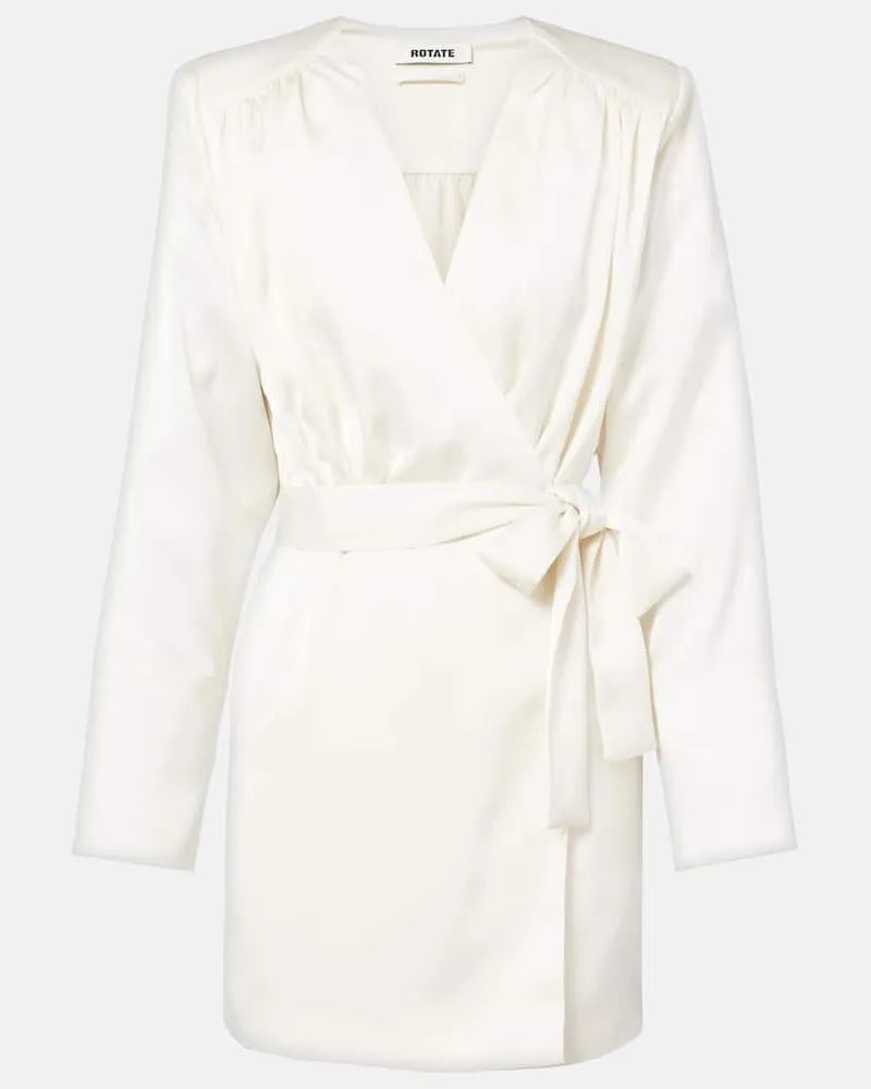 ROTATE Birger Christensen Wickelkleid aus Satin Weiß