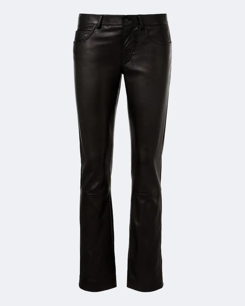 Gucci Gerade Hose aus Leder Schwarz