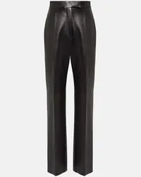 Alexander McQueen High-Rise-Hose aus Leder Schwarz