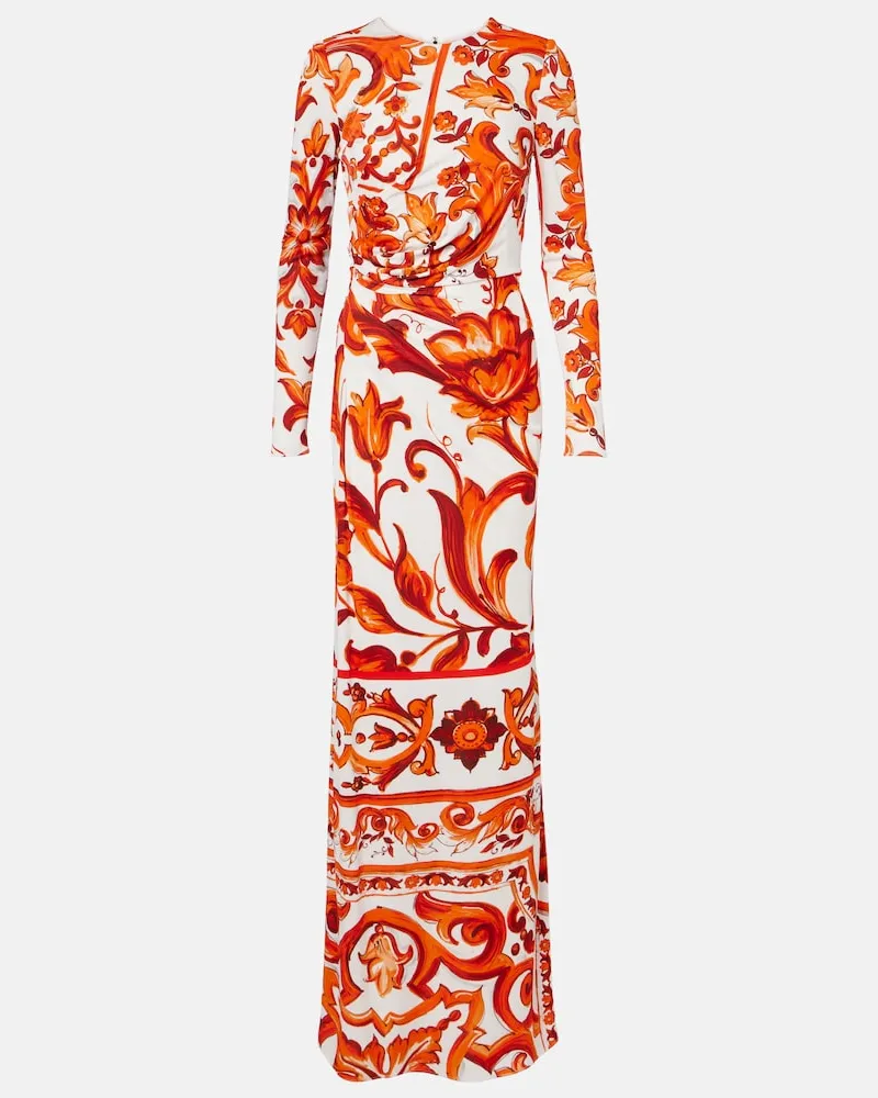 Dolce & Gabbana Maxikleid Majolica aus Organza Orange