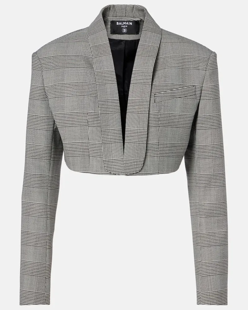 Balmain Cropped-Blazer aus einem Wollgemisch Schwarz