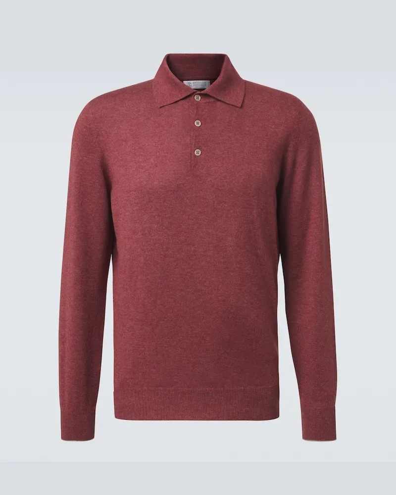 Brunello Cucinelli Polopullover aus Kaschmir Burgunderrot