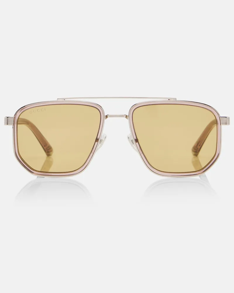 Gucci Aviator-Sonnenbrille Lettering Gelb